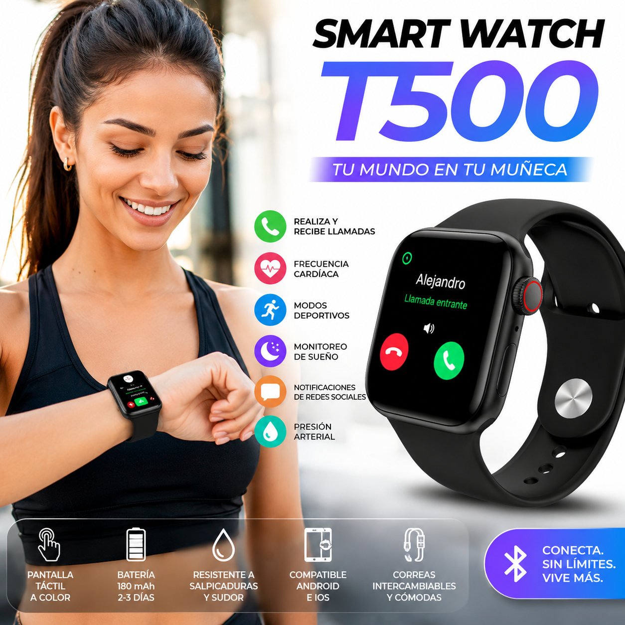 Smart Watch T500 Reloj Inteligente